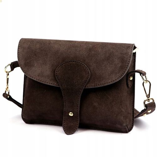 Czekoladowa torebka zamszowa włoska listonoszka ciemny brąz Laura Biaggi na Arena.pl