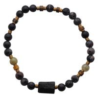 Bransoletka męska na gumce - Turmalin, Jaspis, Granat zielony, Tygrysie Oko 21 cm