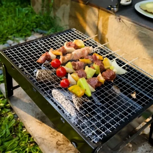 GRILL TURYSTYCZNY PRZENOŚNY SKŁADANY WALIZKA Kempingowy Prostokatny zdjęcie 3