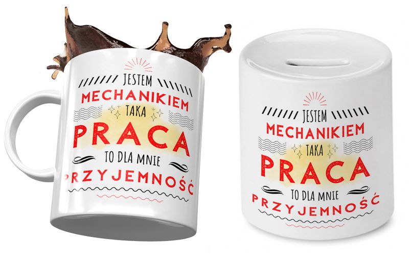 Dla Mechanika Zestaw Kubek + Skarbonka Na Prezent Z Nadrukiem Ze Zdjęciem zdjęcie 1