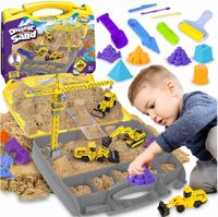 ZESTAW KONSTRUKCYJNY PIASEK KINETYCZNY DŹWIG POJAZDY BUDOWLANE DLA DZIECI