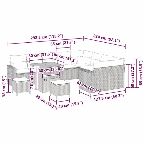 Zestaw Sof na Ogród 12 pcs Czarny polirattan na Arena.pl