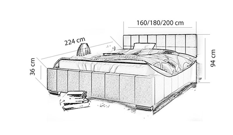 ŁÓŻKO DO SYPIALNI 140x200 TAPICEROWANE Z POJEMNIKIEM GLORIA zdjęcie 2