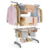 SUSZARKA na PRANIE UBRANIA Pionowa STOJĄCA Kółka DUŻA Balkonowa SZARA XXL