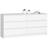Komoda do sypialni, STILO, 6 szuflad, 160x40x77 cm, biel, mat | TYLETEGOTU