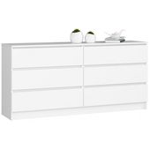 Komoda do sypialni, STILO, 6 szuflad, 160x40x77 cm, biel, mat | TYLETEGOTU