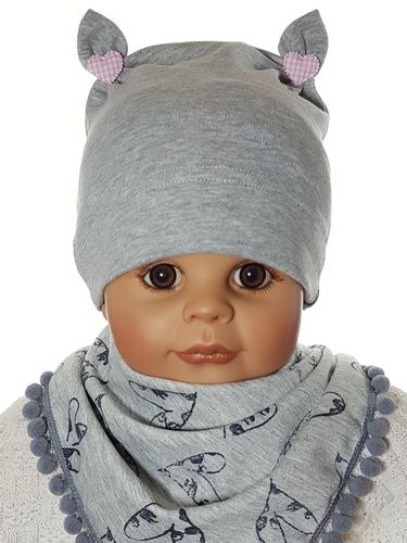 KOMPLET CZAPKA + CHUSTKA Z POMPONIKAMI CZAPECZKA + CHUSTECZKA 3-12 M-C 4WZ na Arena.pl