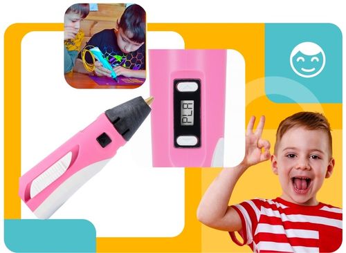 DŁUGOPIS 3D DRUKARKA 3D DLA DZIECI RÓŻOWY + WKŁAD 310m + MATA + SZABLONY na Arena.pl