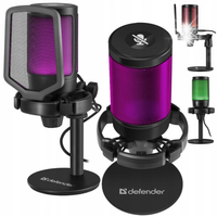 Mikrofon USB do Komputera Gamingowy Pop-Filter Pojemnościowy Funkcja Wycisz
