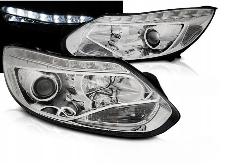 LAMPY PRZEDNIE DO FORD FOCUS MK3 OD 2011 DO 2014 LED CHROME zdjęcie 1