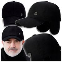 CZAPKA ZIMOWA Z DASZKIEM BEJSBOLÓWKA MĘSKA CZARNA NA WIOSNĘ I LATO
