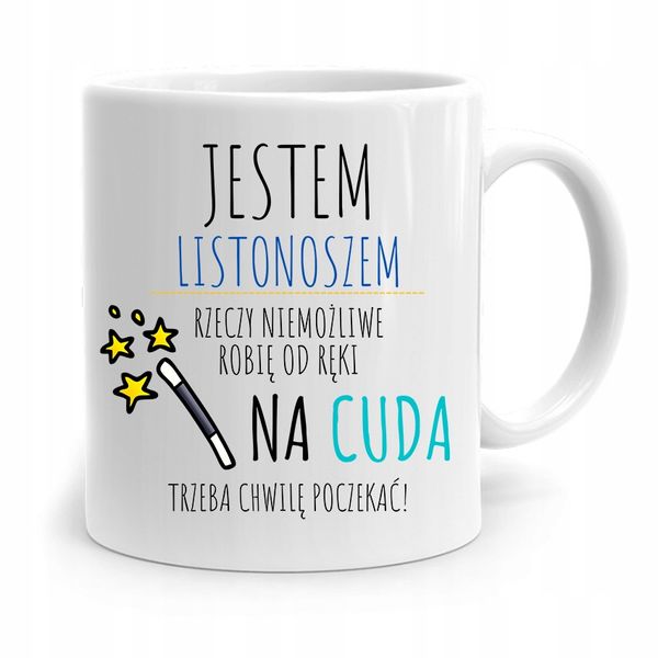 Kubek Prezent Dla Listonosza Na Cuda Trzeba Czekać Z Nadrukiem Ze Zdjęciem zdjęcie 1