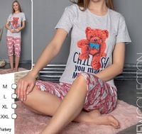 Wygodna piżama damska z krótkim rękawem na lato M