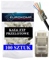 100x KOŃCÓWKI WTYK WTYKI RJ45 8P8C FTP KAT6 PRZELOTOWE EUROKOMP EKRANOWANE