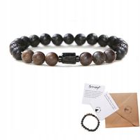 Bransoletka z naturalnych kamieni LAWA WULKANICZNA BRONZYT i TURMALIN