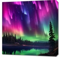 Obraz 70x70cm Zorza Nad Lasem