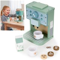 Ekspres do kawy z filiżankami drewniany, zabawka dla dzieci 8 el. multikolor