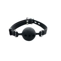 breathable silicone ball gag with adjustable straps.