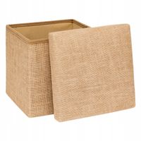 PUFA SKŁADANA MDF IMITUJĄCA JUTĘ 31 X 31 X 31 CM BEŻOWA