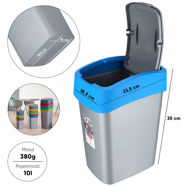 Curver Kosz Na Śmieci Pojemnik Biuro 10L Niebieski zdjęcie 2