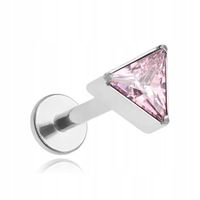 Tytanowy kolczyk labret trójkąt różowy 1,2/8