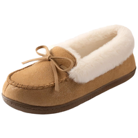 Kapcie damskie mokasyny z futerkiem ocieplane memory foam brązowe 40