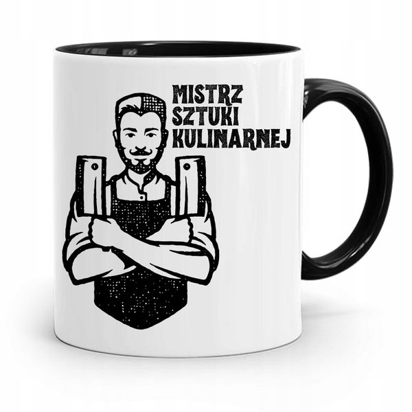 Kubek Czarny Dla Kucharza Mistrz Sztuki Kulinarnej Z Nadrukiem Ze Zdjęciem zdjęcie 1