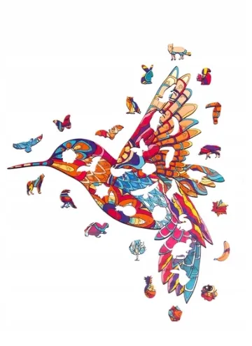 Puzzle drewniane 70 elementów. Delikatny koliber na Arena.pl