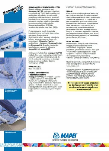 MAPEI MAPEGUARD WP90 1m 1m2 Mata Hydroizolacyjna Hydroizolacja Łazienki na Arena.pl
