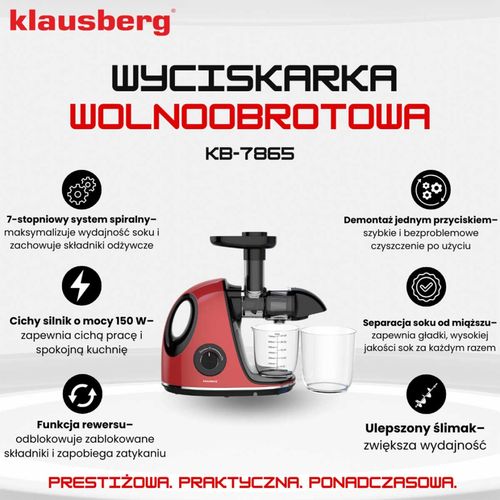 sokowirówka wyciskarka wolnoobrotowa klausberg kb-7865 na Arena.pl