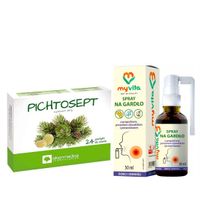 Pichtosept 24 pastylki do ssania i Spray na gardło 50ml z propolisem i porostem islandzkim