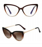 2W1 Kocie Damskie OKULARY do KOMPUTERA + Nakładka przeciwsłoneczna CLIP-ON