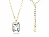 ELEGANCKI POZŁACANY SREBRNY NASZYJNIK CELEBRYTKA PROSTOKĄT BIAŁA CYRKONIA