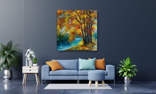 OBRAZ NA PŁÓTNIE 071 Nad rzeką 40x40cm na Arena.pl