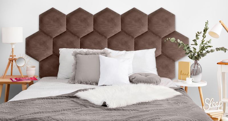 PANELE TAPICEROWANE PLASTER MIODU Heksagon BRĄZOWY 26cm x 30cm zdjęcie 6