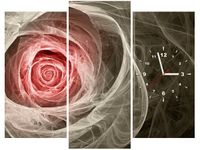 90CM 70 ZEGAR 3 ELEM RÓŻA KTALNA KORAL SCIENNY DRUK