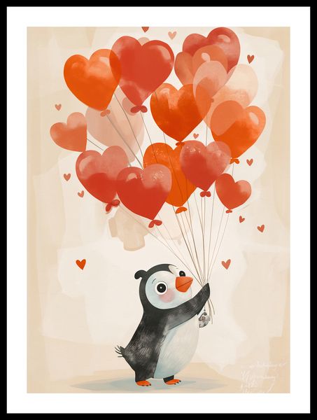 Plakat 39,5x55cm Pingwinek z Balonami zdjęcie 3