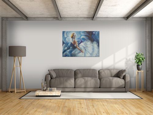 Obraz Błękitna dama 100x70 PŁÓTNO na Arena.pl