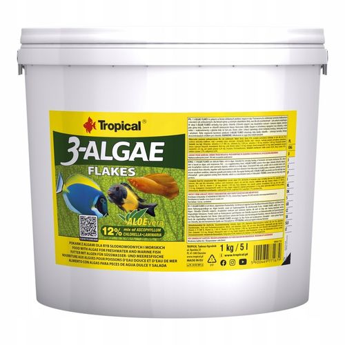 Tropical 3-Algae Flakes Pokarm dla ryb roślinożernych z algami 5L na Arena.pl