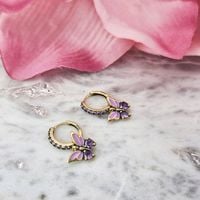 KOLCZYKI SREBRNE ZŁOCONE DZIECIĘCE MOTYLKI WISZĄCE CYRKONIE SREBRO 925