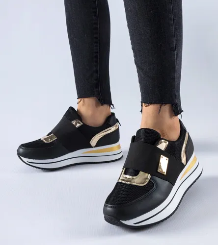 Czarne wsuwane sneakersy na platformie Sages 40 na Arena.pl
