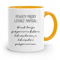 Kubek Żółty Dla Doktora Pewien Mądry Lekarz Z Nadrukiem Ze Zdjęciem
