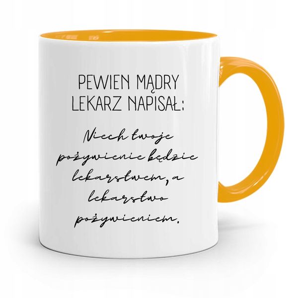 Kubek Żółty Dla Doktora Pewien Mądry Lekarz Z Nadrukiem Ze Zdjęciem zdjęcie 1