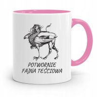 Kubek Różowy Dla Potwornie Fajnej Teściowej Z Nadrukiem Ze Zdjęciem