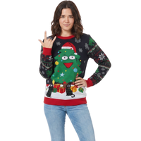 Sweter Dzianinowy LED Świąteczny Zabawny Ciepły Wygodny Unisex Czarny XL