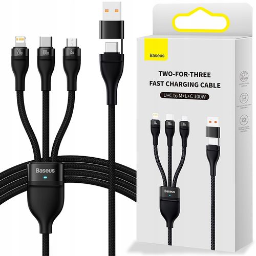 KABEL PRZEWÓD 4W1 USB+USB-C DO USB-C / IPHONE LIGHTNING / MICRO USB 1.2M - na Arena.pl