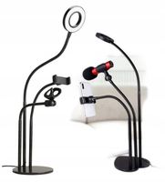 Stojak na telefon mikrofon RING LED do strimowania