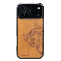 drewniane etui bewood do iphone 17 pro max cat lover imbuia