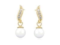 Delikatne pozłacane wiszące srebrne kolczyki perły perełki cyrkonie srebro 925 Z1113E_G