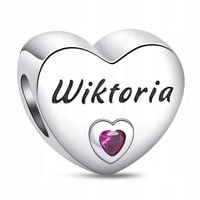Zawieszka SREBRO 925 Charms Koralik Imię Wiktoria Serce
